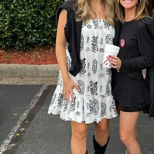 RHODE Black and White Floral Dress